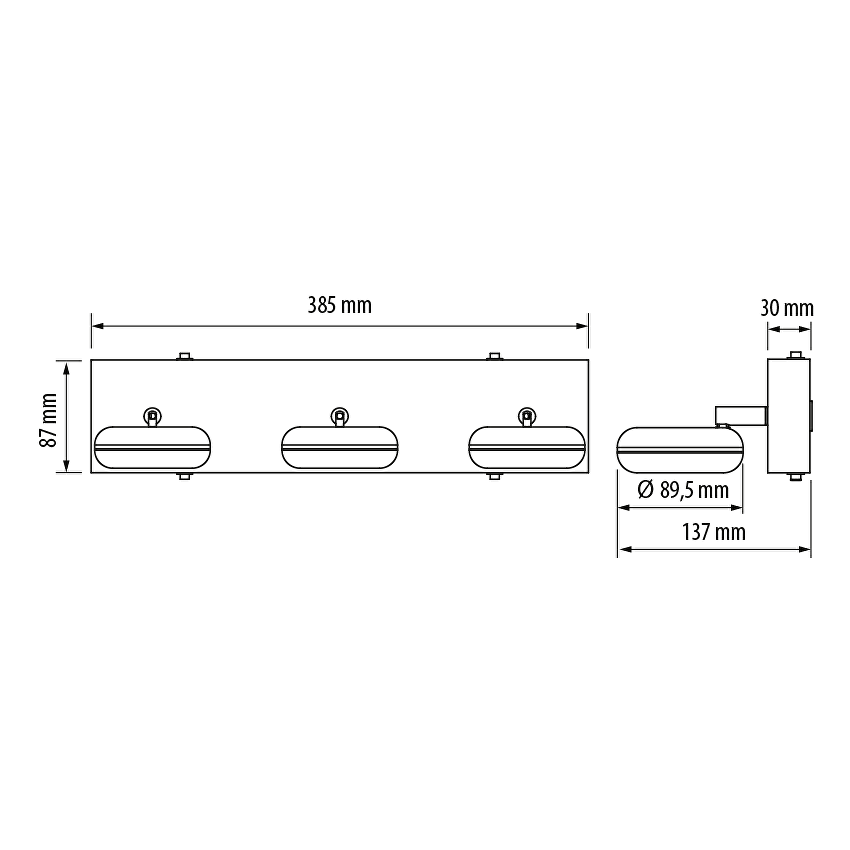LED осветително тяло за баня, 3x5W, 2700K хром, IP44 / LOTB1527
