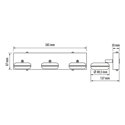 LED осветително тяло за баня, 3x5W, 2700K хром, IP44 / LOTB1527