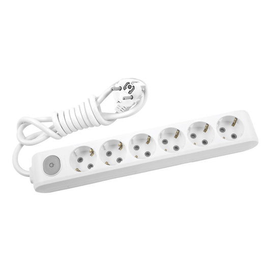 PANASONIC - 6x Socket 2P+E, разклонител с детска защита и ключ, 5m Cord WLTA0465-2WH