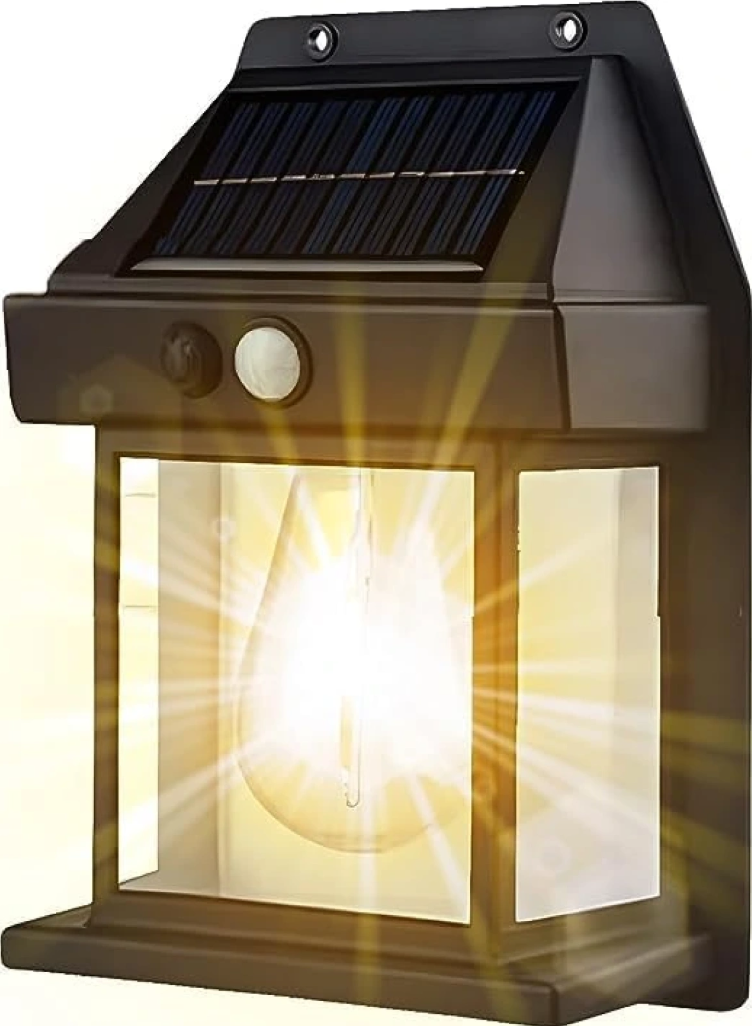 Соларна лампа Solar за стена със сензор и 3 режима на светене, топла светлина, 3000k, 5V, 2945