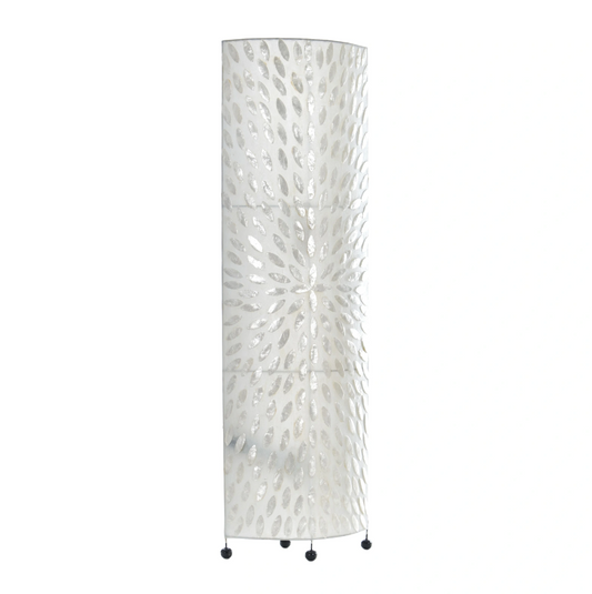 Лампион от седеф и текстил, бял, 2x40w, eli 34f oval/wh