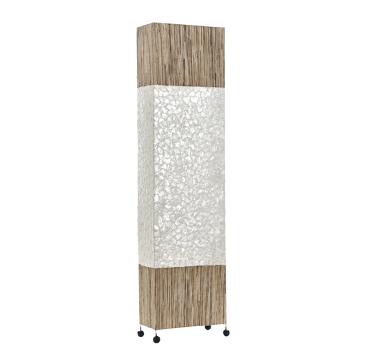 Лампион от седеф и дърво, бял и кафяв, 2x40w, eli 33f wh/br