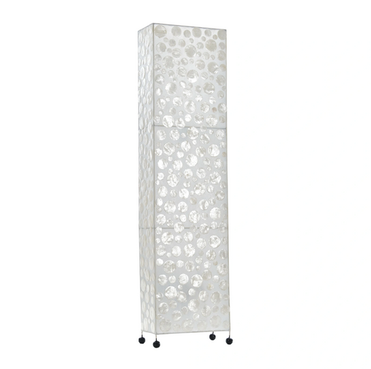Лампион от седеф и текстил, бял, 2x40w, eli 35f wh
