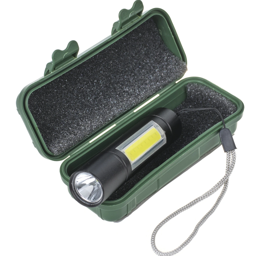 Мощно фенерче с 2 led лампи, 3 режима на светене, акумулаторна батерия, USB зареждане, 2952