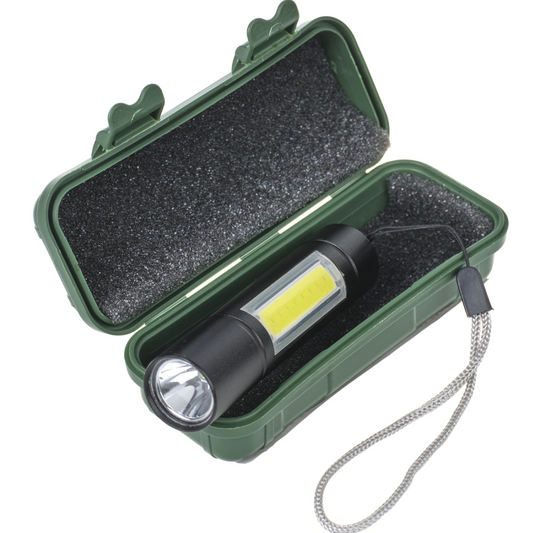 Мощно фенерче с 2 led лампи, 3 режима на светене, акумулаторна батерия, USB зареждане, 2952