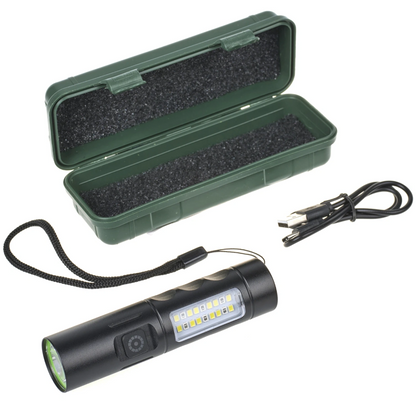 Мощно фенерче с 2 led лампи, 6 режима на светене, акумулаторна батерия, USB зареждане, 2951
