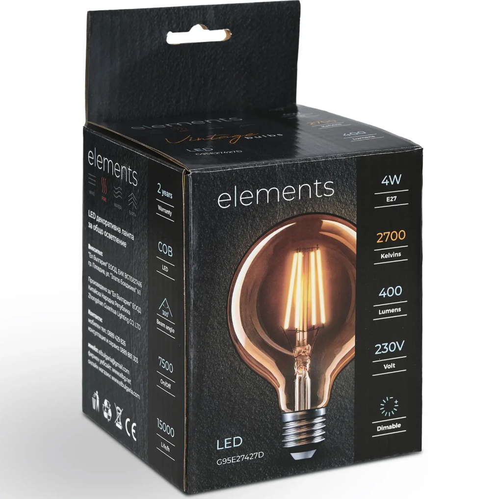 Димируема Led лампа 4W, E27, 400lm, 2700k, G95E27427D