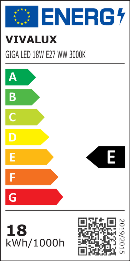 LED ЛАМПА GIGA LED ∙ 18W ∙ 2000LM ∙ E27 ∙ 3000K / 004695