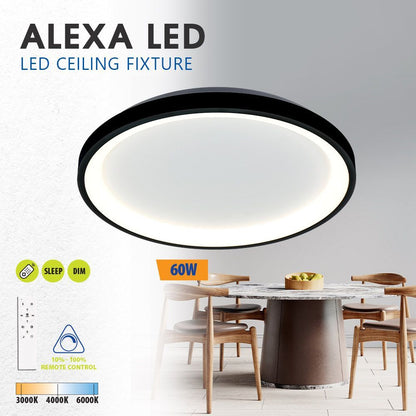 Мултифункционална LED плафониера с дистанционно ALEXA-C LED ∙ 60W ∙ черен ∙ CCT ∙ 3000-6000K / 005252