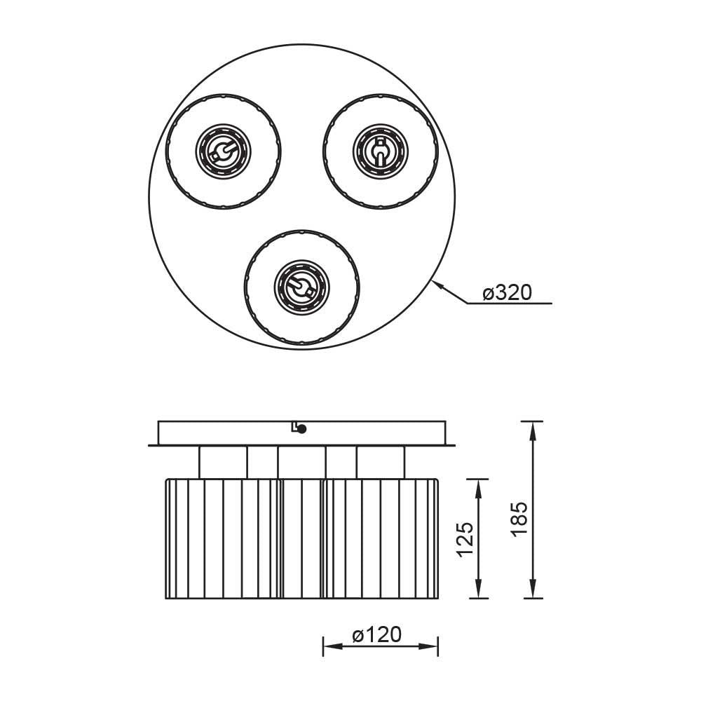 Плафон LUDVIG ∙ CL973-3R ∙ 3хЕ27 ∙ метал+стъкло ∙ черен / 005293