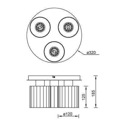 Плафон LUDVIG ∙ CL973-3R ∙ 3хЕ27 ∙ метал+стъкло ∙ черен / 005293