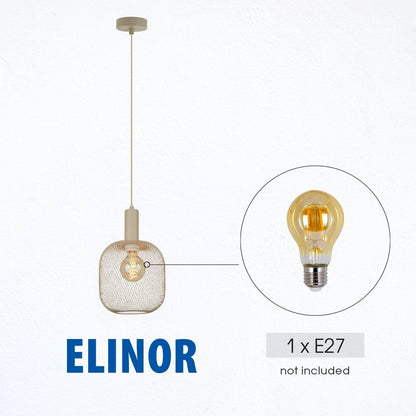 Полилей ELINOR ∙ SSP950-1H ∙ 1xE27 ∙ метал+PVC ∙ мрежа ∙ бежов / 005270