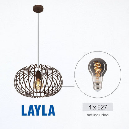 Полилей LAYLA ∙ SSP964-1H ∙ 1xE27 ∙ метал+PVC ∙ кафявo / 005284