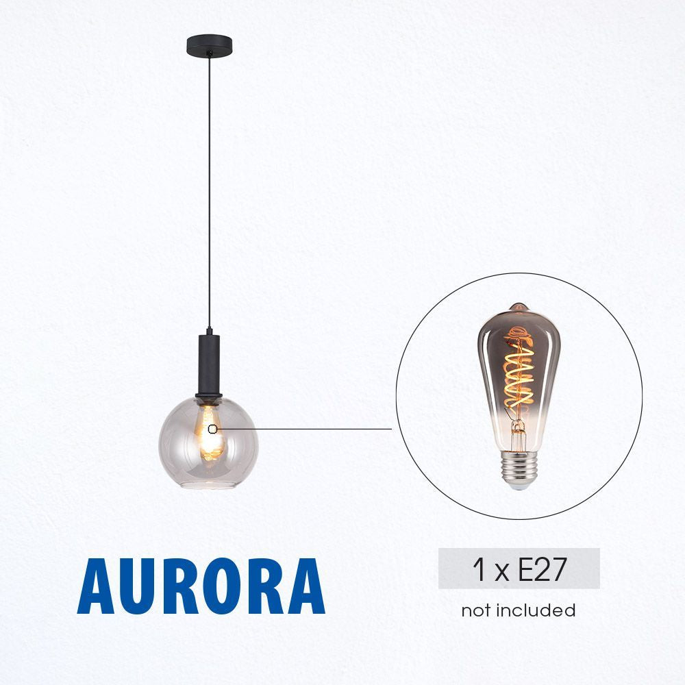 Полилей AURORA ∙ SSP981-1H ∙ 1хE27 ∙ метал+стъкло ∙ черен / 5301