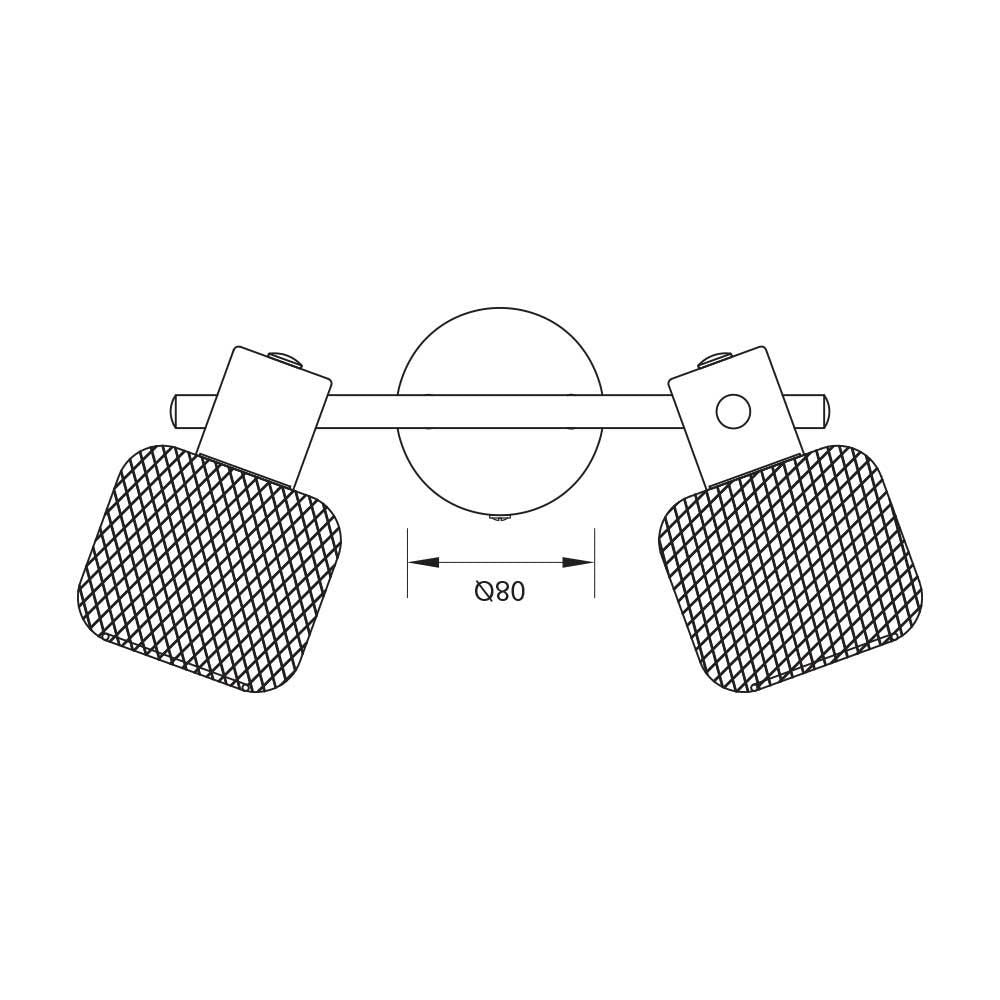 Спот ELINOR ∙ SP959-2L ∙ 2xE14 ∙ метал+PVC ∙ мрежа ∙ черен / 005279
