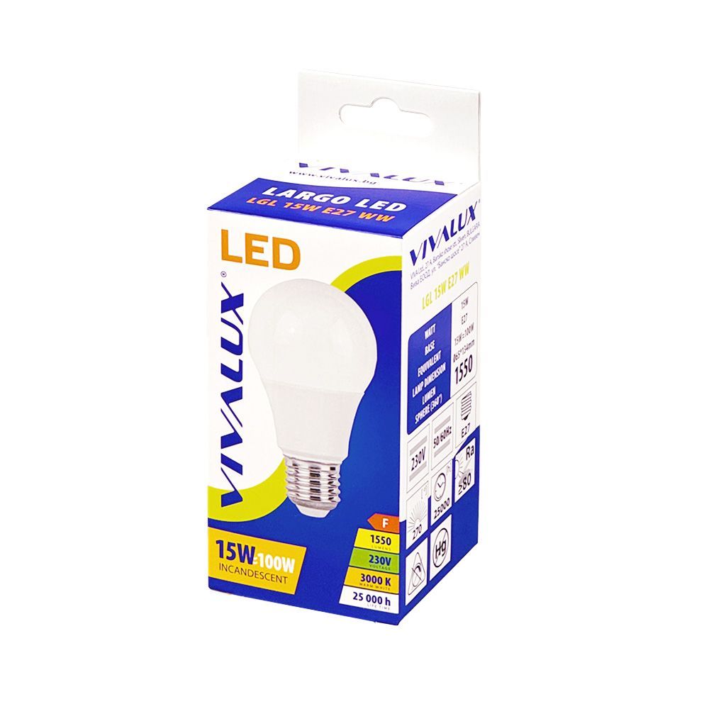 LED ЛАМПА LARGO LED ∙ 15W ∙ 1550LM ∙ E27 ∙ 3000K / 003641