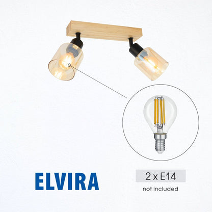 Спот ELVIRA ∙ SP993-2L ∙ 2xE14 ∙ метал+стъкло ∙ черен/кехлибар / 005313