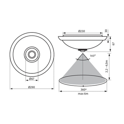 LED ПЛАФОНИЕРА СЪС СЕНЗОР ЗА ДВИЖЕНИЕ LEDA LED ∙ 12W ∙ SR36 / 003637