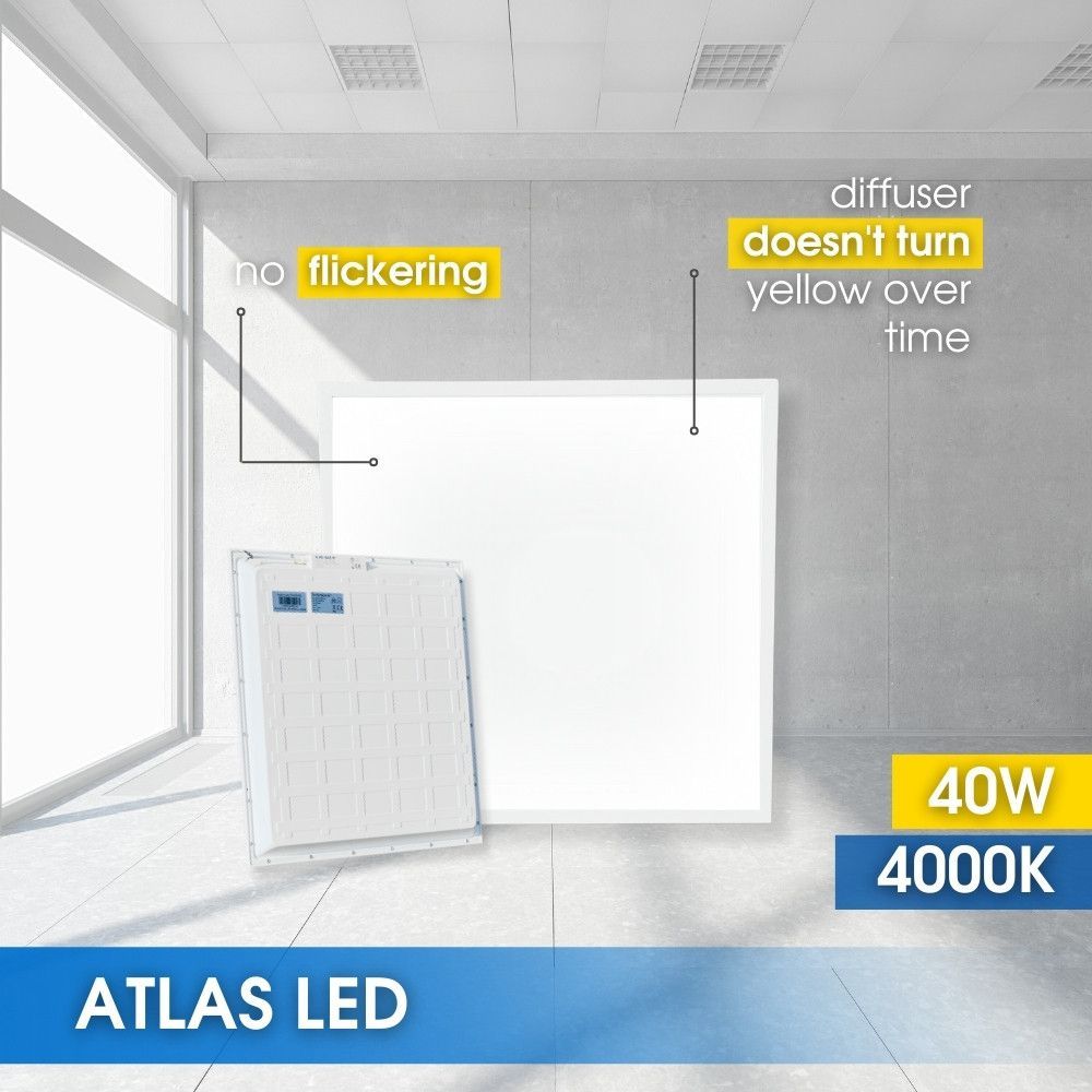 КВАДРАТЕН LED ПАНЕЛ ATLAS LED ∙ 40W ∙ 4000 LM ∙ БЯЛ ∙ 4000K ∙ 10 БР. / 005132