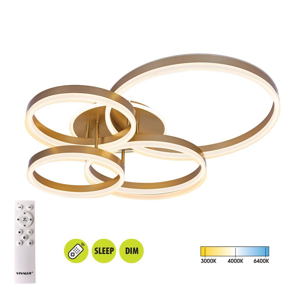 LED плафон AVALON LED ∙ 80W ∙ злато ∙ CCT ∙ 3000-4000-6400K / 005326