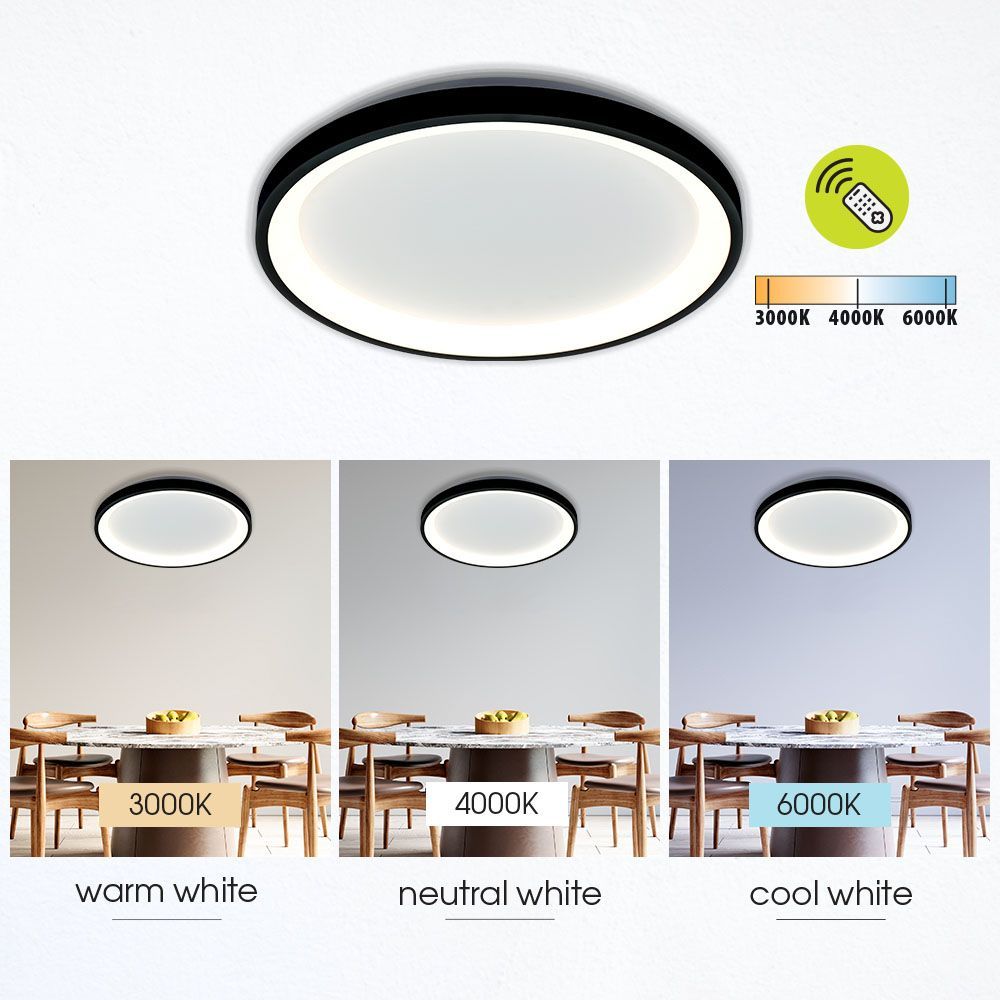 Мултифункционална LED плафониера с дистанционно ALEXA-C LED ∙ 80W ∙ черен ∙ CCT ∙ 3000-6000K / 005254
