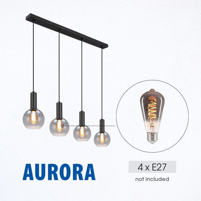 Полилей AURORA ∙ SSP982-4H ∙ 4хE27 ∙ метал+стъкло ∙ черен / 005302