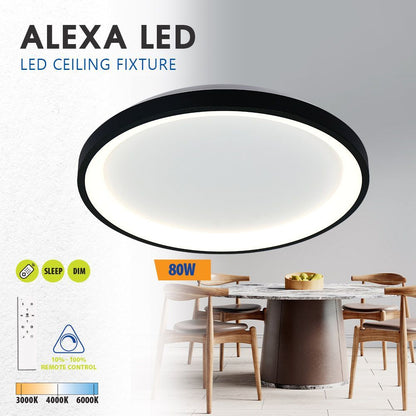 Мултифункционална LED плафониера с дистанционно ALEXA-C LED ∙ 80W ∙ черен ∙ CCT ∙ 3000-6000K / 005254