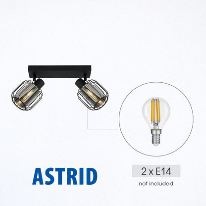 Спот ASTRID ∙ SP971-2L ∙ 2xE14 ∙ метал+стъкло ∙ черен / 005291