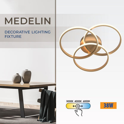 LED плафон MEDELIN-C LED ∙ 38W ∙ злато ∙ CCT ∙ 3000-4000-6000K / 005333