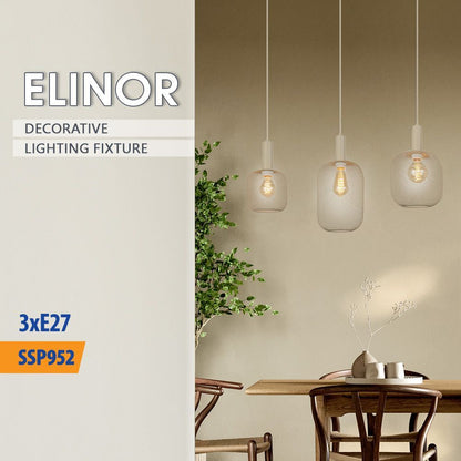 Полилей ELINOR ∙ SSP952-L3H ∙ 3хЕ27 ∙ метал+PVC ∙ мрежа ∙ бежов / 005272