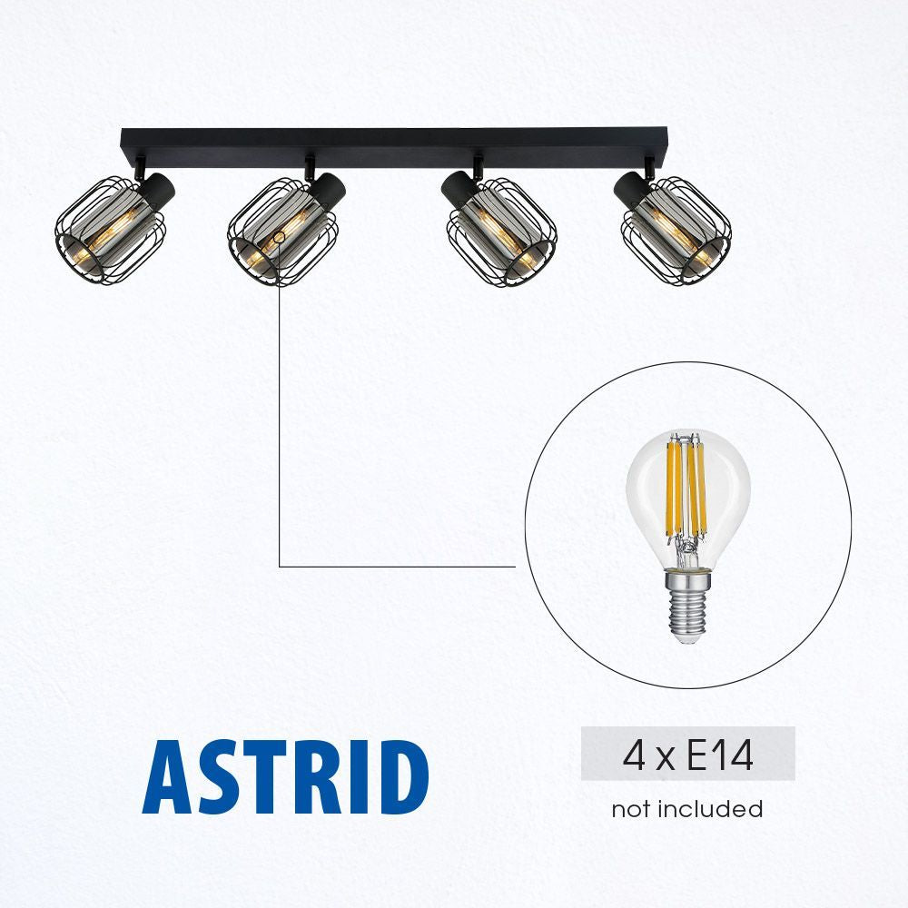 Спот ASTRID ∙ SP972-4L ∙ 4xE14 ∙ метал+стъкло ∙ черен / 005292