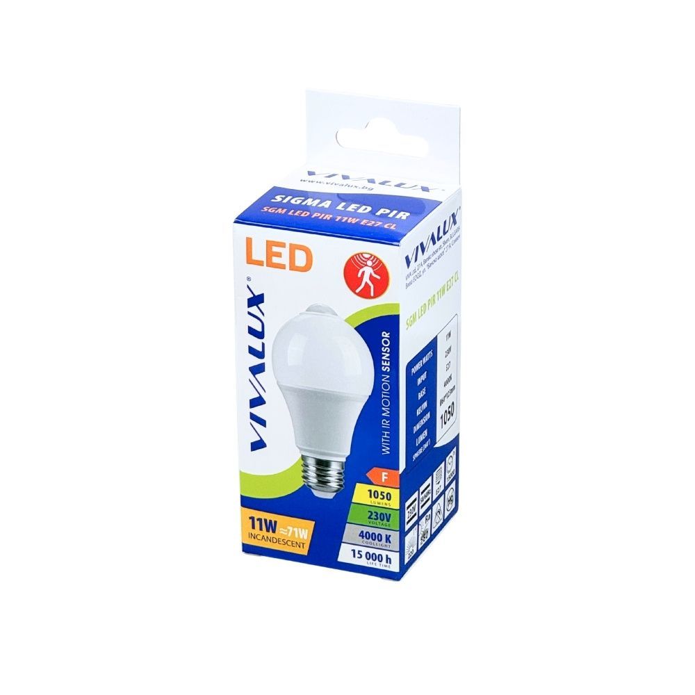 LED ЛАМПА С IR СЕНЗОР ЗА ДВИЖЕНИЕ SIGMA LED ∙ PIR ∙ 11W ∙ 1000LM ∙ E27 ∙ 4000K / 004985