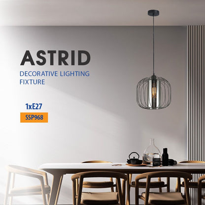 Полилей ASTRID ∙ SSP968-1H ∙ 1xE27 ∙ метал+стъкло ∙ черен / 005288