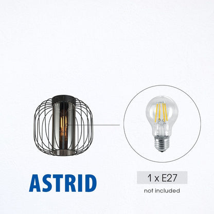Плафон ASTRID ∙ CL967 ∙ 1xE27 ∙ метал+стъкло ∙ черен / 005287