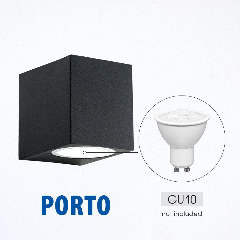 ФАСАДНО ОСВЕТИТЕЛНО ТЯЛО PORTO/SQ ∙ 1 X GU10 ∙ ЧЕРЕН ∙ IP44 / 004248