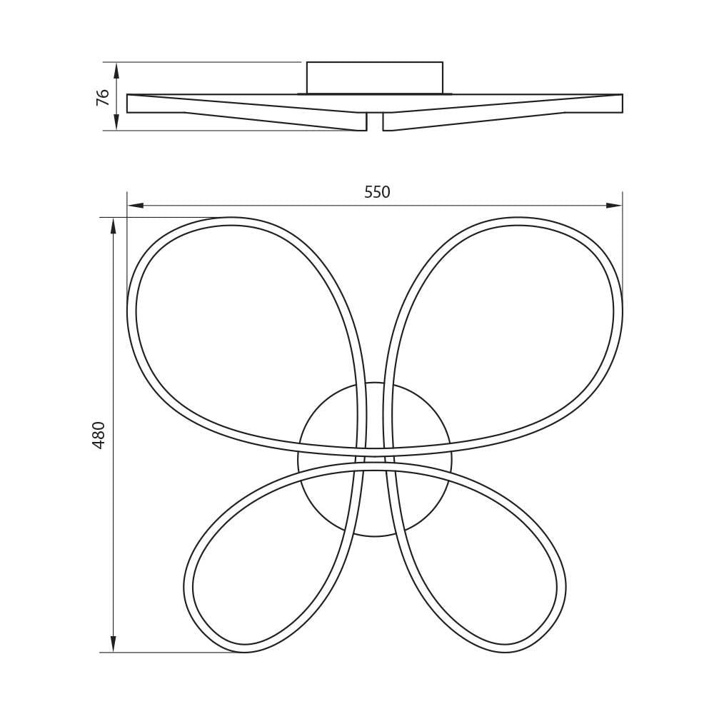 LED плафон BUTTERFLY-C LED ∙ 37W ∙ черен ∙ CCT-switch ∙ 3000-4000-6000K / 005329