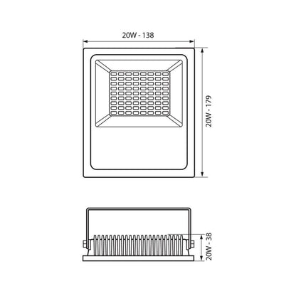 LED ПРОЖЕКТОР HELIOS LED SMD ∙ 20W ∙ ЧЕРЕН ∙ 6400K ∙ IP65 / 003836