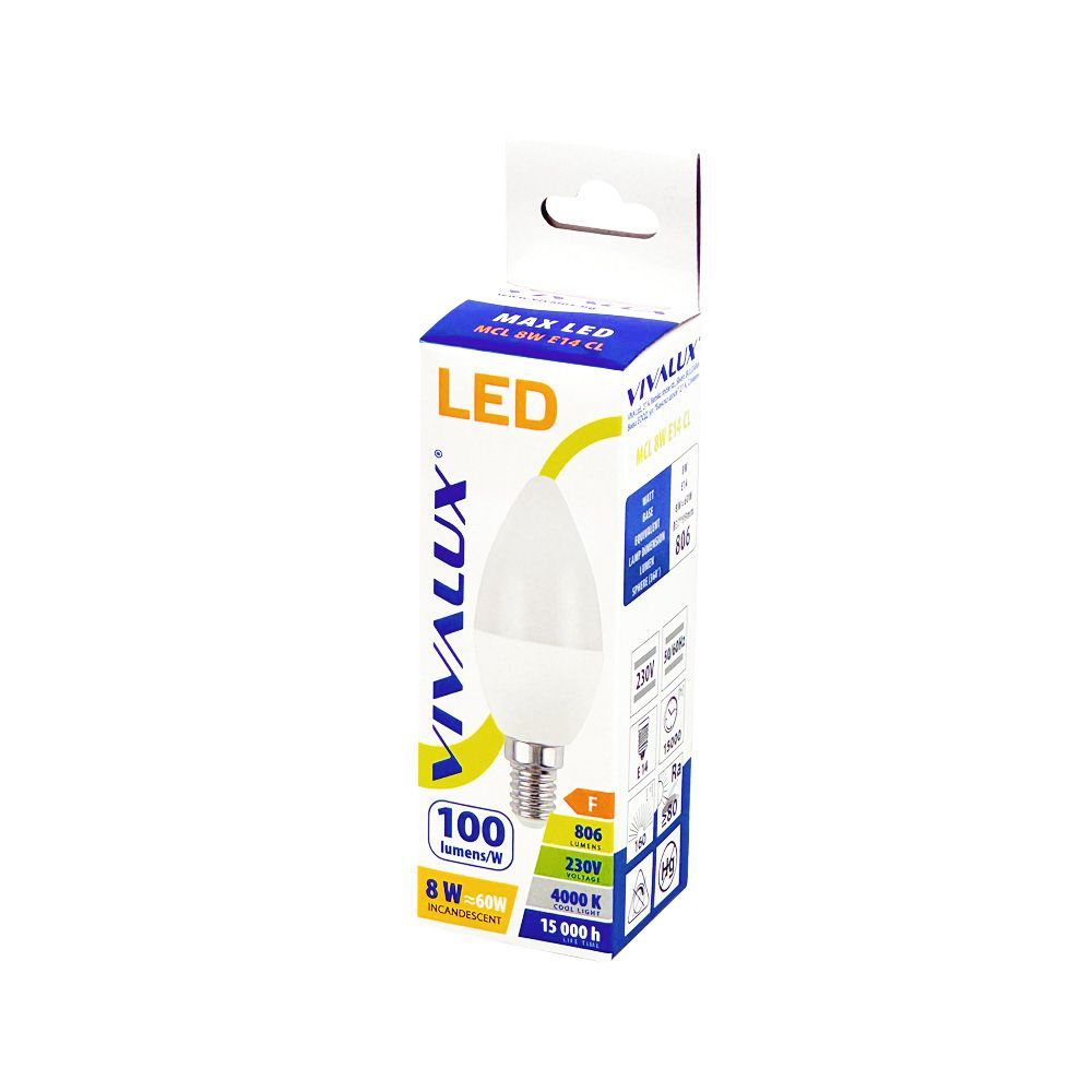 LED ЛАМПА MAX LED ∙ 8W ∙ 806LM ∙ E14 ∙ 4000K / 004457