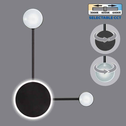 ДЕКОРАТИВНО LED ОСВЕТИТЕЛНО ТЯЛО GEMINI LED ∙ 15W ∙ ЧЕРЕН ∙ CCT-SWITCH ∙ 3000K-4000K-6400K / 004816