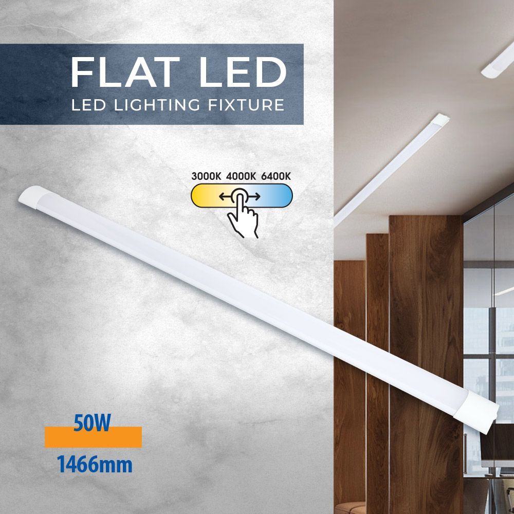 LED линейно осветително тяло FLAT LED ∙ 50W ∙ 1500 mm ∙ CCT-switch ∙ 3000K-4000K-6400K / 005323