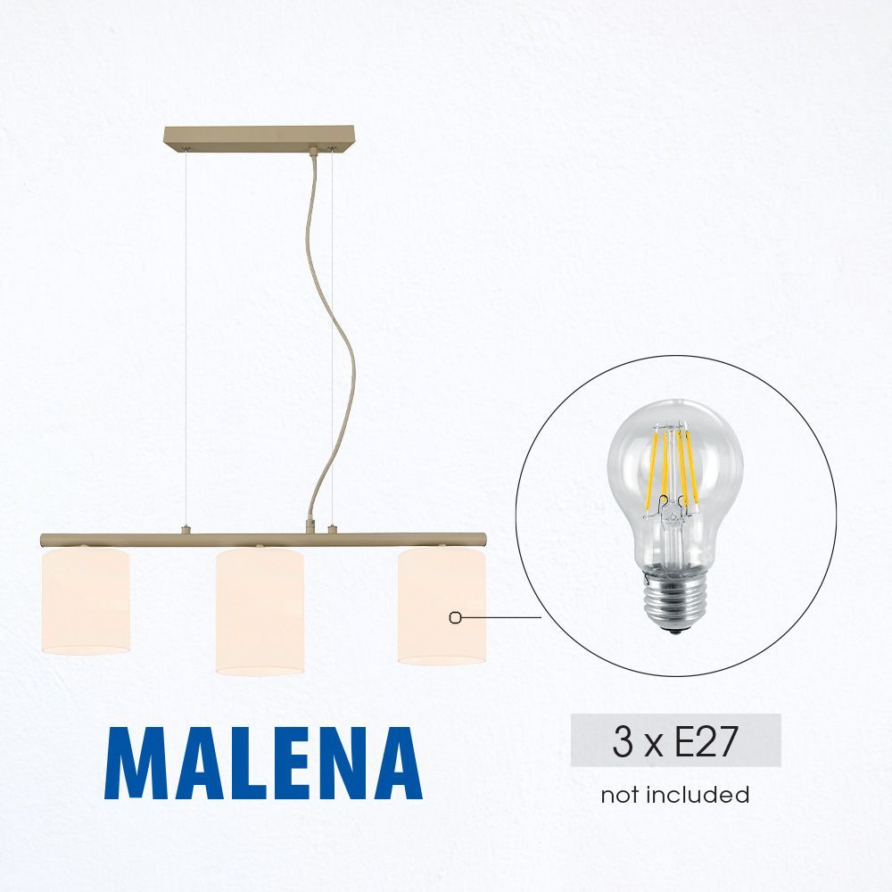 Полилей MALENA ∙ SSP998-3H ∙ 3хЕ27 ∙ метал+стъкло ∙ бежово/бяло / 005318