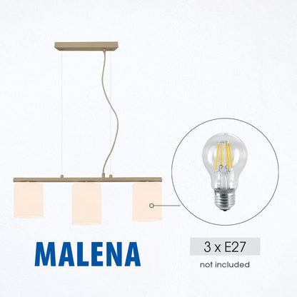 Полилей MALENA ∙ SSP998-3H ∙ 3хЕ27 ∙ метал+стъкло ∙ бежово/бяло / 005318