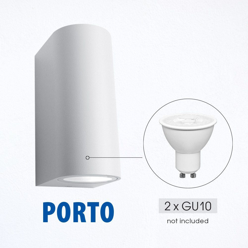 ФАСАДНО ОСВЕТИТЕЛНО ТЯЛО PORTO/R ∙ 2 X GU10 ∙ БЯЛ ∙ IP44 / 004665