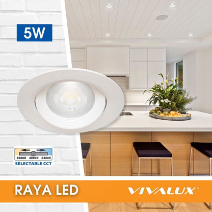 КРЪГЛА LED ЛУНА ЗА ВГРАЖДАНЕ RAYA LED ∙ 5W ∙ БЯЛА ∙ CCT-SWITCH ∙ 3000K-4000K-6400K / 004802