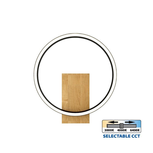 LED АПЛИК MATTEO LED ∙ 12W ∙ ЧЕРНО+ДЪРВО ∙ CCT ∙ 3000-4000-6400K / 005157