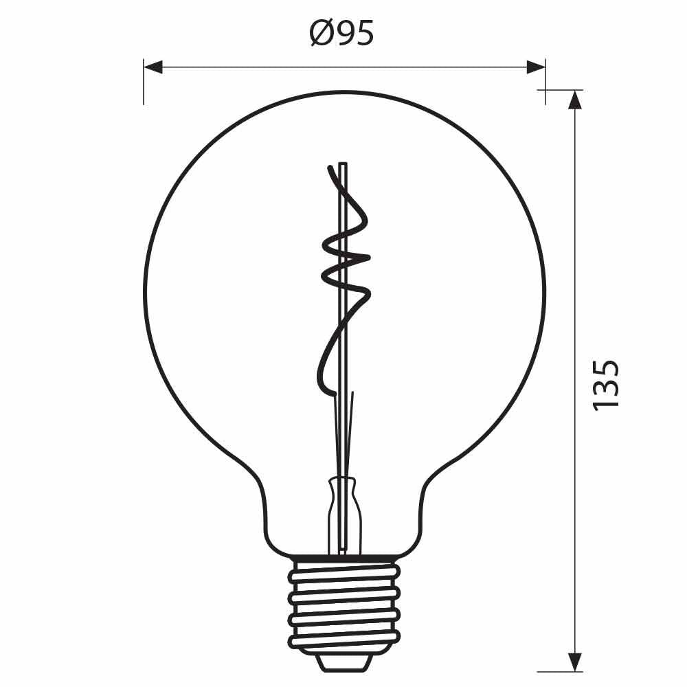 LED филамент лампа FLICK SMOKE LED ∙ GFS95 ∙ 4W ∙ 100lm ∙ E27 ∙ 1800K ∙ димируема / 004777