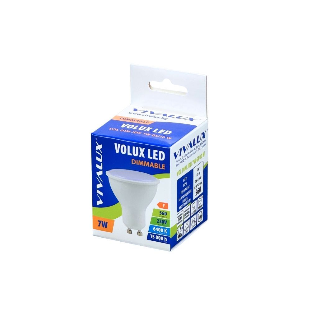 ДИМИРУЕМА LED ЛАМПА VOLUX LED ∙ JDR ∙ 7W ∙ 560LM ∙ GU10 ∙ 6400K / 005066