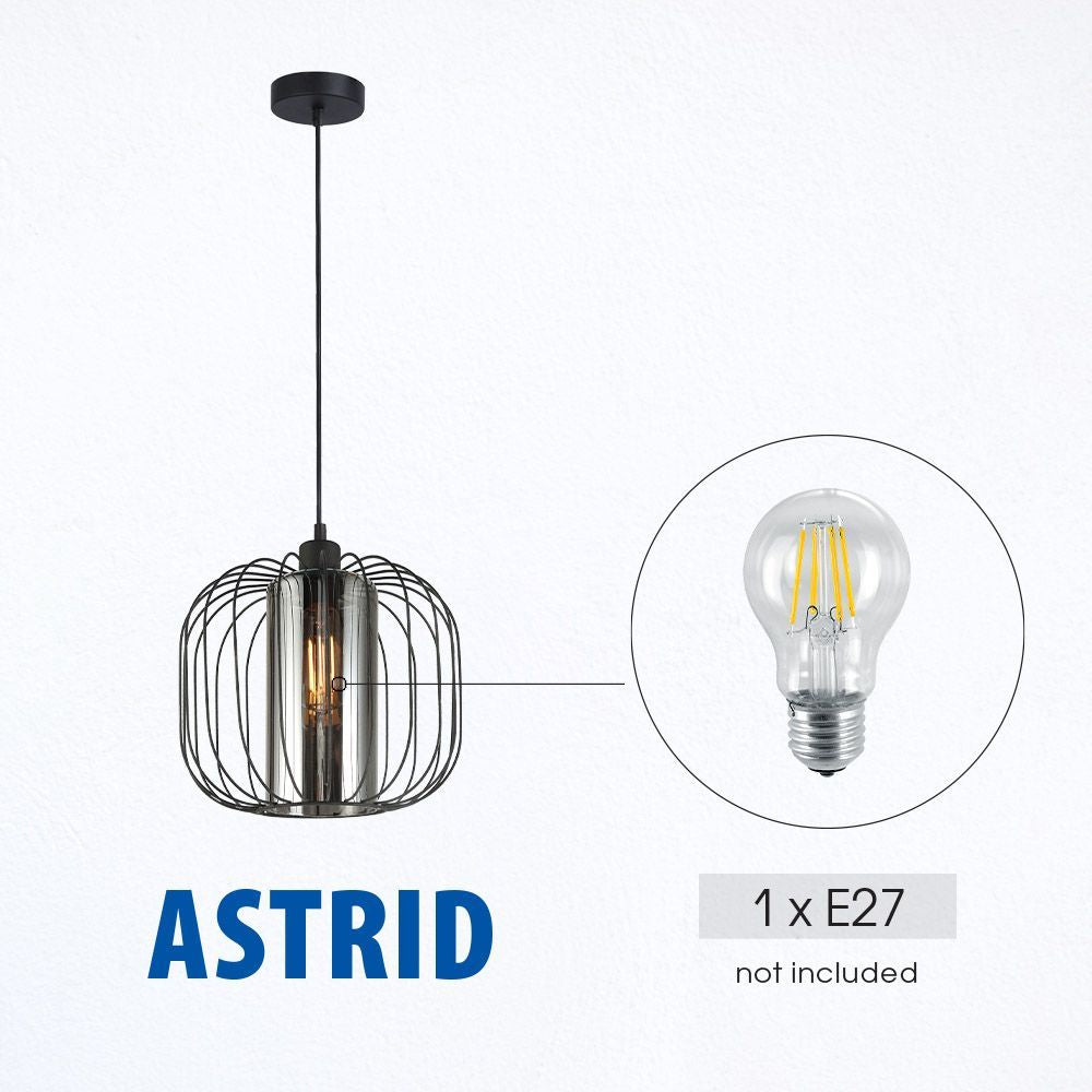 Полилей ASTRID ∙ SSP968-1H ∙ 1xE27 ∙ метал+стъкло ∙ черен / 005288