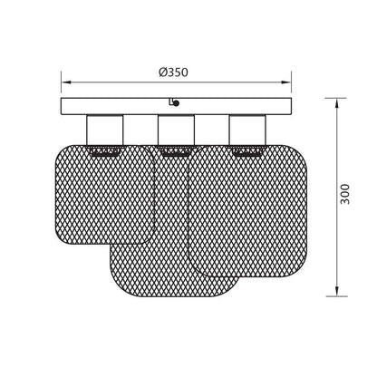 Плафон ELINOR ∙ CL957-3R ∙ 3xE27 ∙ метал+PVC ∙ мрежа ∙ черен / 005277