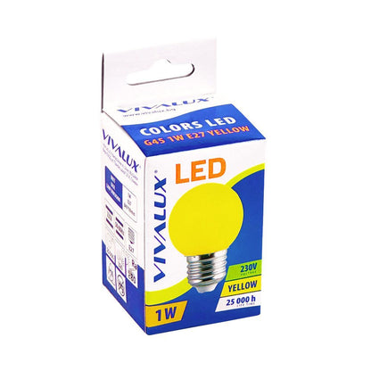 LED ЛАМПA COLORS LED ∙ G45 ∙ 1W ∙ E27 ∙ ЖЪЛТО / 003541